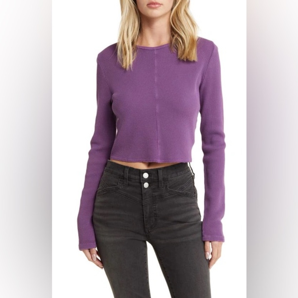 New without tags Madewell waffle crop long sleeve grape